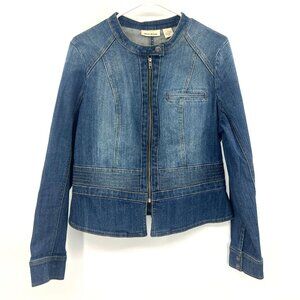 DKNY Jeans Collarless Denim Full Zip Jacket Women's Large
